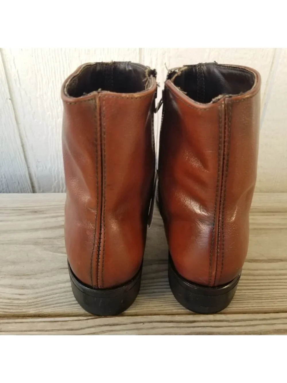 Lehigh Classic Mens Brown Leather Ankle Side Zip Boots Steel Toe 9 E 1785 USA